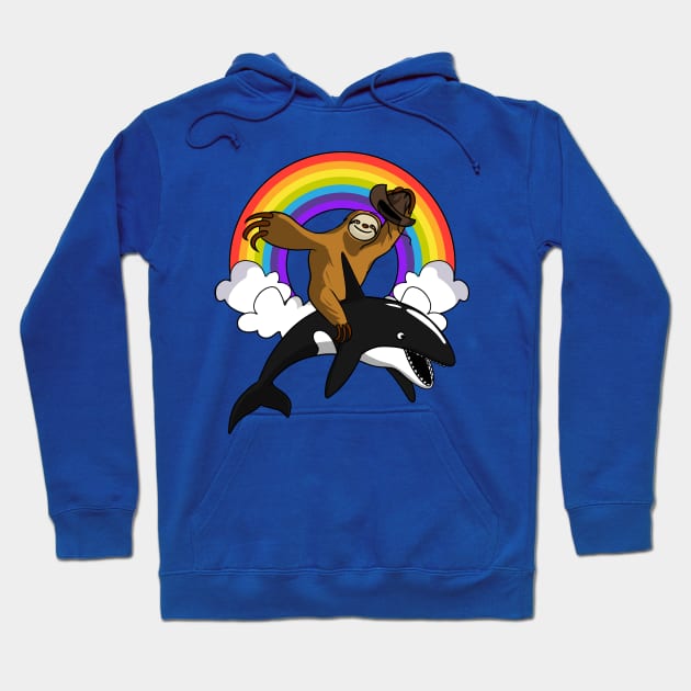 Sloth Riding Orca Whale Hoodie by underheaven